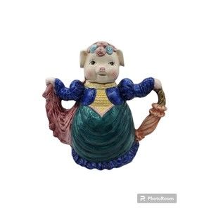 Vintage World Bazar Windsor Collection Fancy Dressed Pig Ceramic Teapot …